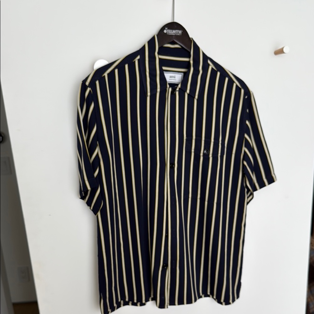 Ami Black, Yellow and Cream Casual Button Down Shirt